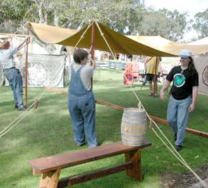 Erecting the pavilion